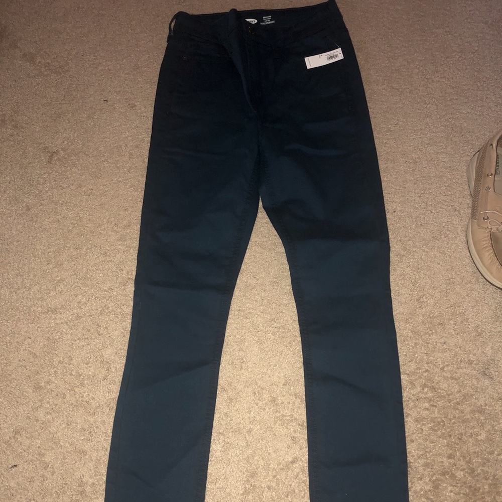 High waisted turquoise skinny jeans